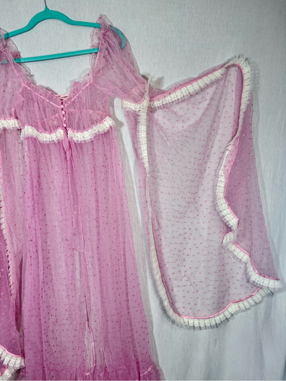 For Love & Lemons ULTRA RARE Sheer Pink Ruffled Princess robe - Picture 3 of 4